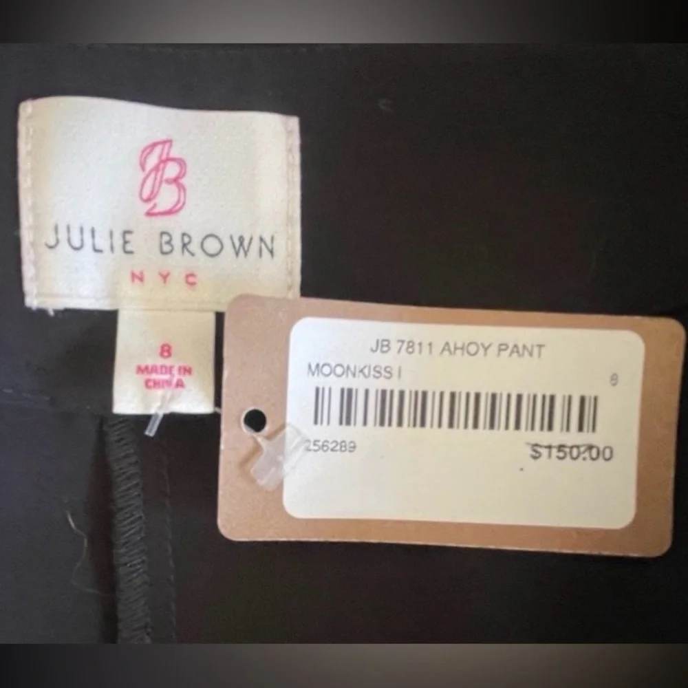 JB Julie Brown NYC Black Ruffle Hem Wide Leg Pants 8 Stretch Pull-On Dressy NWT - Picture 4 of 6